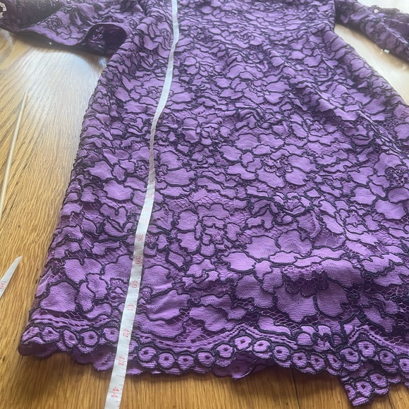 Lela Rose Women's Corded Lace Flounce Sleeve Dress Size 12 Lavender - Picture 5 of 14